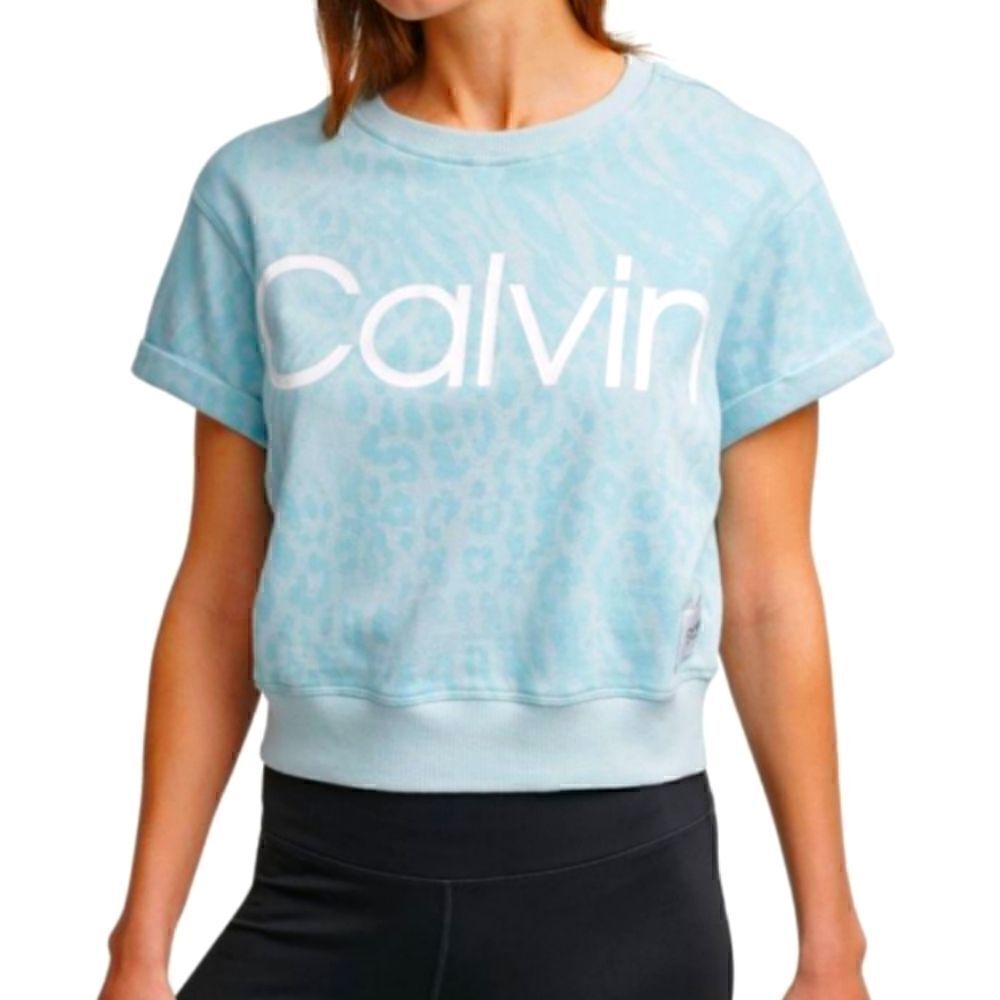 Calvin Klein Womens Performance French Terry Logo Top